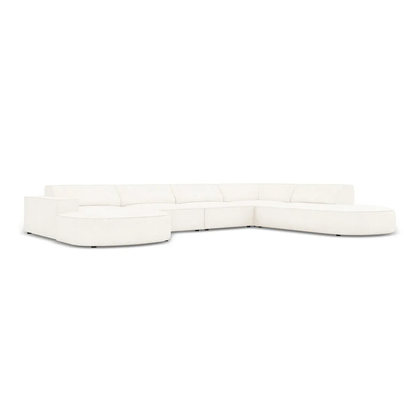 Jodie 7-Sitzer Panorama-Sofa Rechts aus Samt, Strukturstoff oder Bouclé, 364 cm - ZEN ZONE Furniture