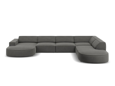 Jodie 7-Sitzer Panorama-Sofa Rechts 364 cm aus Samt (Blu13) in Hellgrau – Bild 1