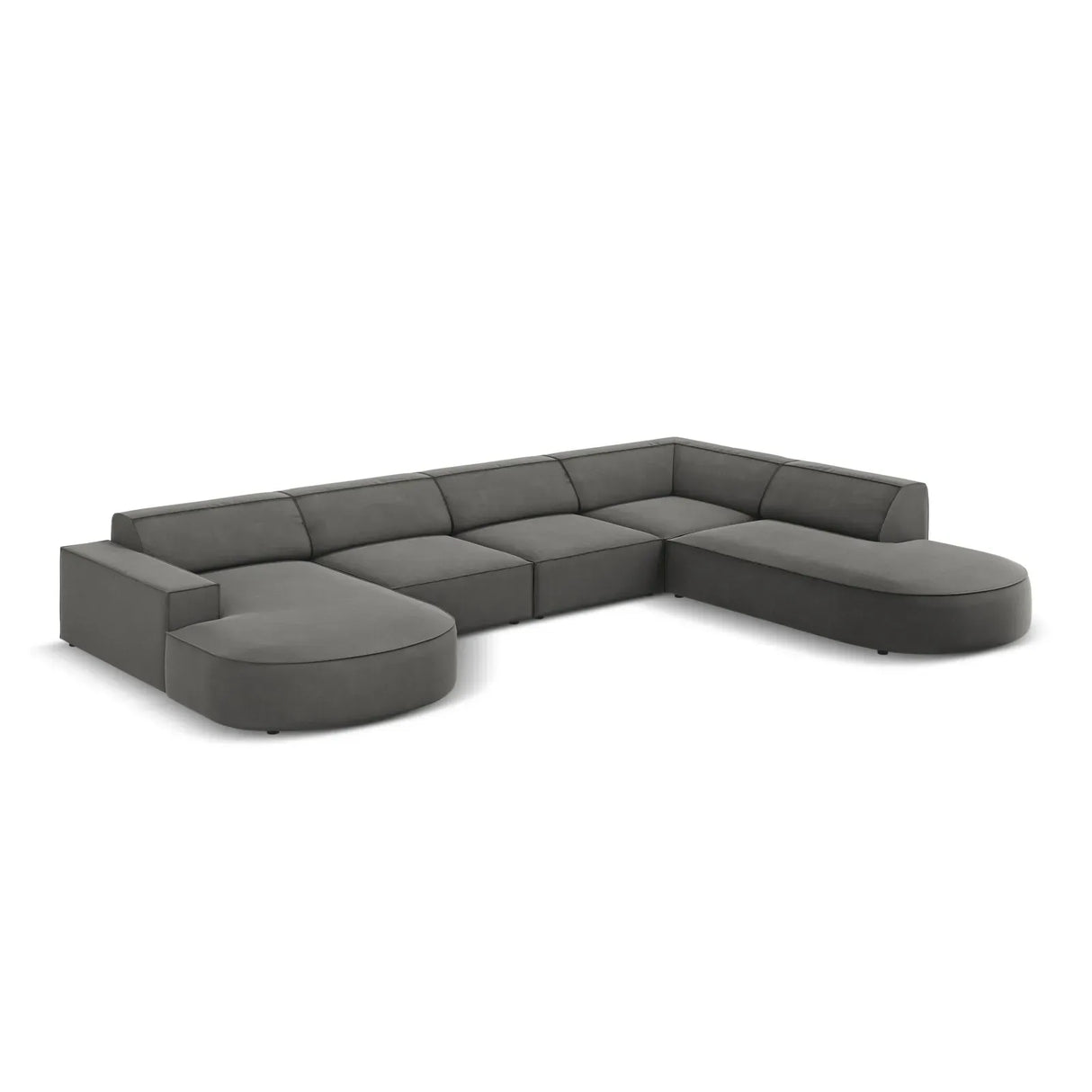 Jodie 7-Sitzer Panorama-Sofa Rechts aus Samt, Strukturstoff oder Bouclé, 364 cm - ZEN ZONE Furniture