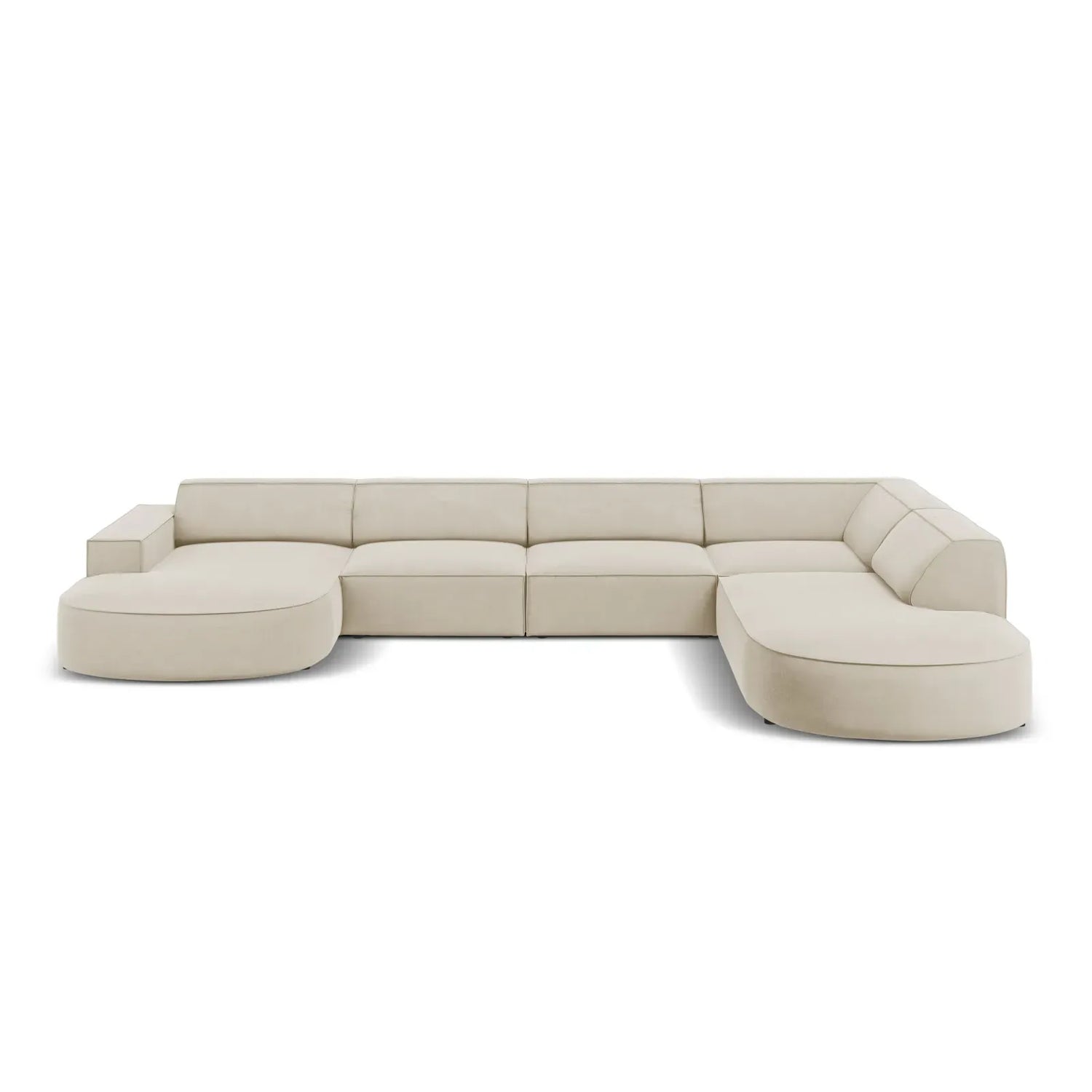 Jodie 7-Sitzer Panorama-Sofa Rechts aus Samt, Strukturstoff oder Bouclé, 364 cm - ZEN ZONE Furniture