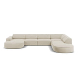 Jodie 7-Sitzer Panorama-Sofa Rechts aus Samt, Strukturstoff oder Bouclé, 364 cm - ZEN ZONE Furniture