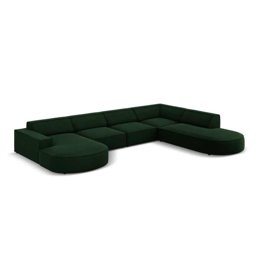 Jodie 7-Sitzer Panorama-Sofa Rechts aus Samt, Strukturstoff oder Bouclé, 364 cm - ZEN ZONE Furniture