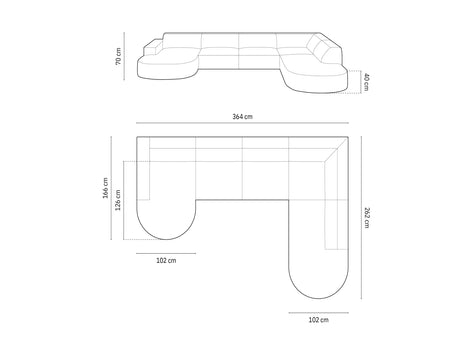 Jodie 7-Sitzer Panorama-Sofa Rechts 364 cm aus Samt (Blu78) in Flaschengrün – Bild 4