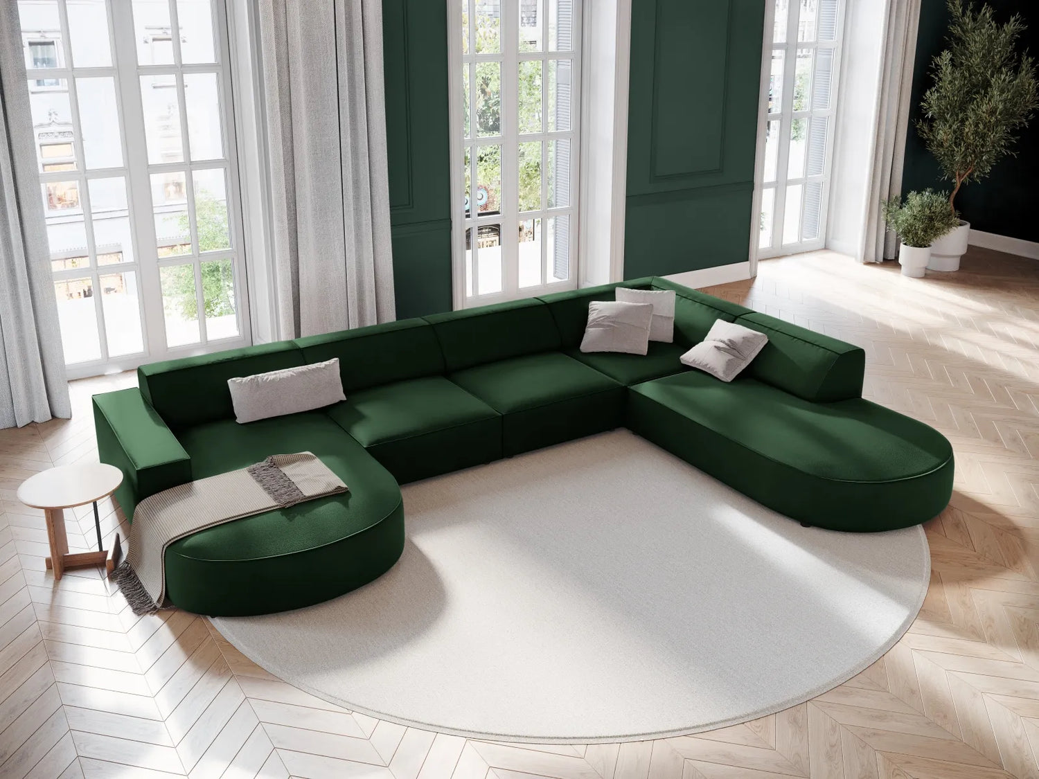 Jodie 7-Sitzer Panorama-Sofa Rechts 364 cm aus Samt (Blu78) in Flaschengrün – Bild 5