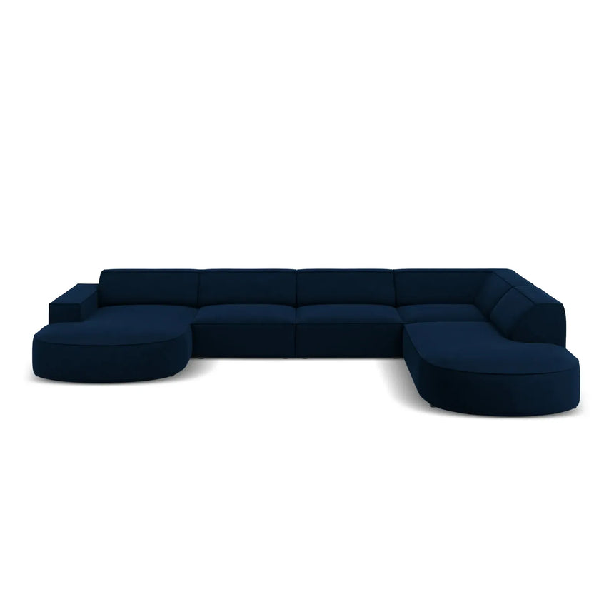 Jodie 7-Sitzer Panorama-Sofa Rechts aus Samt, Strukturstoff oder Bouclé, 364 cm - ZEN ZONE Furniture