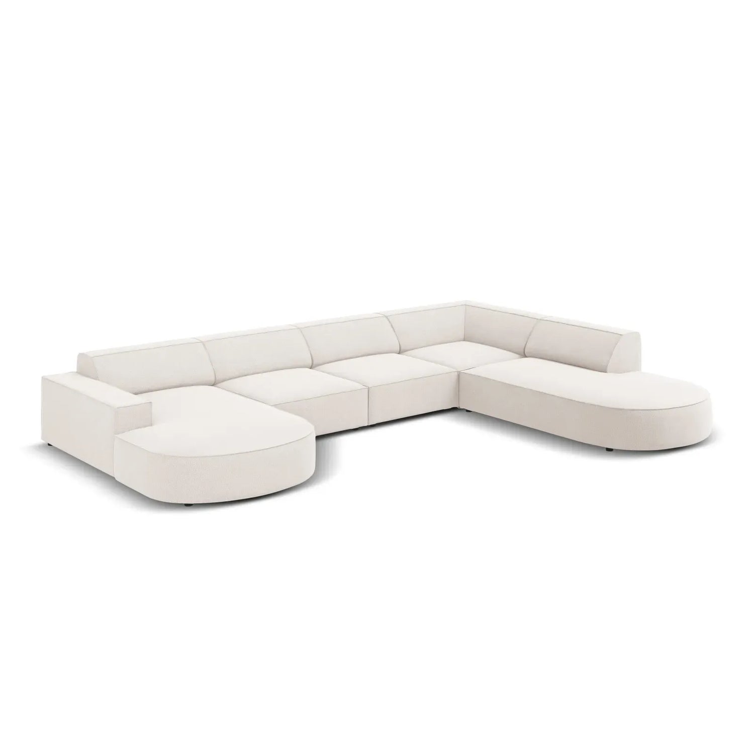Jodie 7-Sitzer Panorama-Sofa Rechts aus Samt, Strukturstoff oder Bouclé, 364 cm - ZEN ZONE Furniture