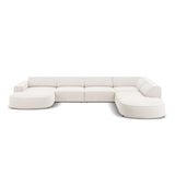 Jodie 7-Sitzer Panorama-Sofa Rechts aus Samt, Strukturstoff oder Bouclé, 364 cm - ZEN ZONE Furniture