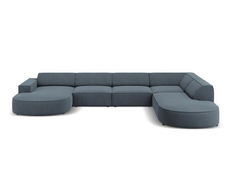 Jodie 7-Sitzer Panorama-Sofa Rechts 364 cm aus Strukturierter Stoff (Meg361) in Blau – Bild 1