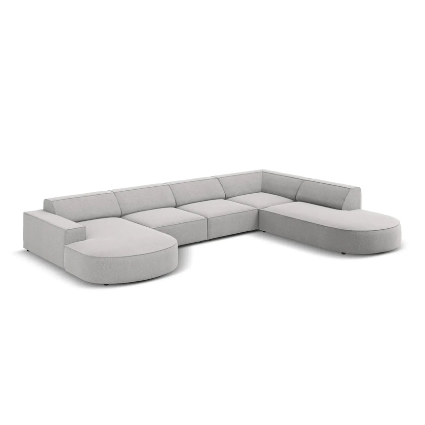Jodie 7-Sitzer Panorama-Sofa Rechts aus Samt, Strukturstoff oder Bouclé, 364 cm - ZEN ZONE Furniture
