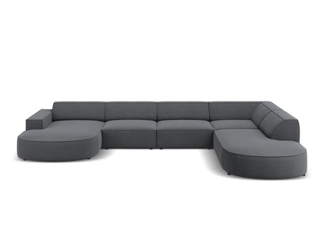 Jodie 7-Sitzer Panorama-Sofa Rechts 364 cm aus Strukturierter Stoff (Meg367) in Dunkelgrau – Bild 1