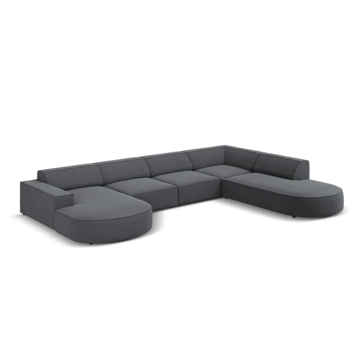 Jodie 7-Sitzer Panorama-Sofa Rechts aus Samt, Strukturstoff oder Bouclé, 364 cm - ZEN ZONE Furniture