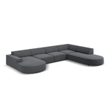 Jodie 7-Sitzer Panorama-Sofa Rechts aus Samt, Strukturstoff oder Bouclé, 364 cm - ZEN ZONE Furniture