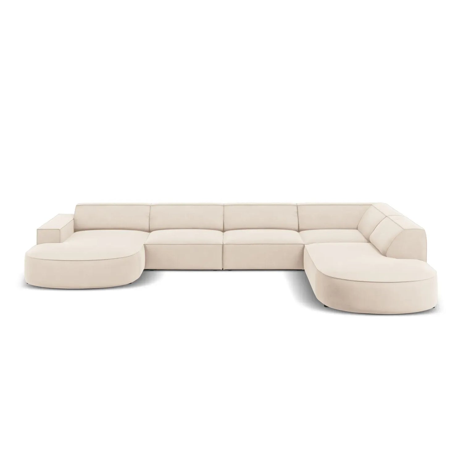 Jodie 7-Sitzer Panorama-Sofa Rechts aus Samt, Strukturstoff oder Bouclé, 364 cm - ZEN ZONE Furniture