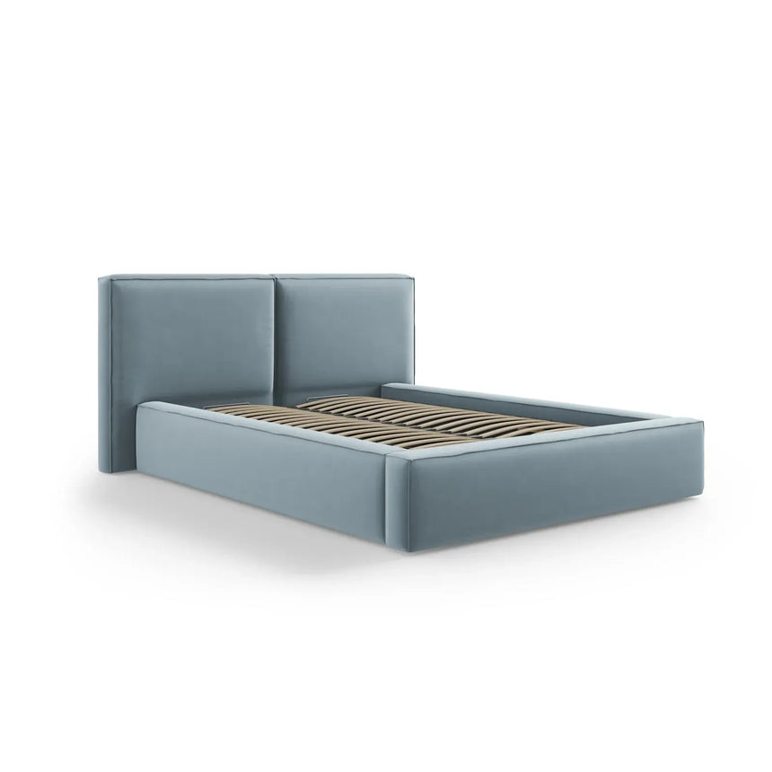 Jodie Bett mit Kopfteil und Stauraum Bezug aus Samt oder Strukturstoff, 180x200 cm - ZEN ZONE Furniture