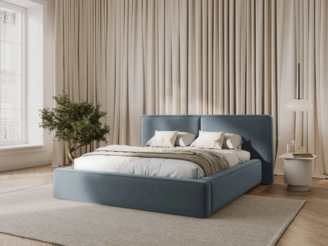 Jodie Bett mit Kopfteil und Stauraum Bezug aus Samt (Blu06) in Hellblau, 140x200 cm – Bild 2