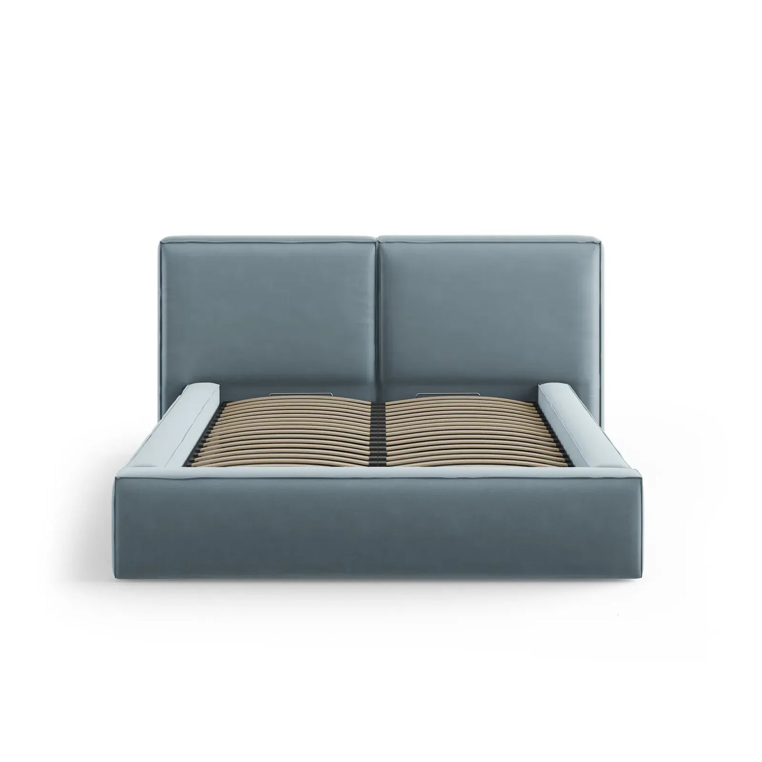 Jodie Bett mit Kopfteil und Stauraum Bezug aus Samt oder Strukturstoff, 180x200 cm - ZEN ZONE Furniture