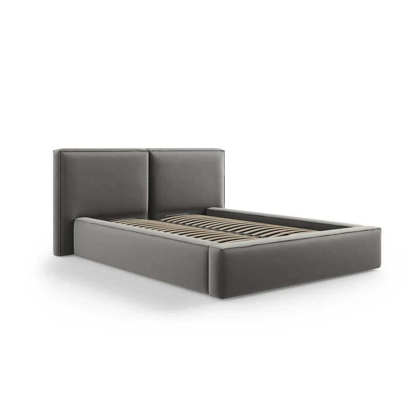Jodie Bett mit Kopfteil und Stauraum Bezug aus Samt oder Strukturstoff, 180x200 cm - ZEN ZONE Furniture