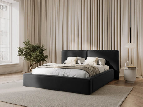 Jodie Bett mit Kopfteil und Stauraum Bezug aus Samt (Blu14) in Grau, 140x200 cm – Bild 1