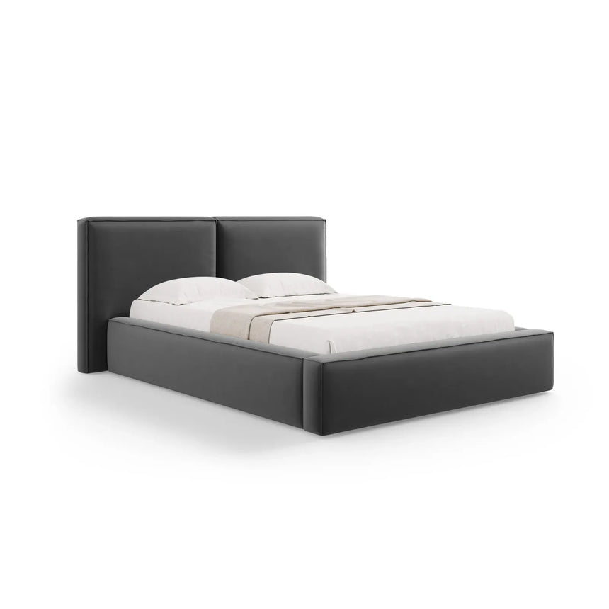 Jodie Bett mit Kopfteil und Stauraum Bezug aus Samt oder Strukturstoff, 200x200 cm - ZEN ZONE Furniture