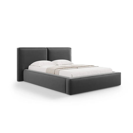 Jodie Bett mit Kopfteil und Stauraum Bezug aus Samt oder Strukturstoff, 160x200 cm - ZEN ZONE Furniture