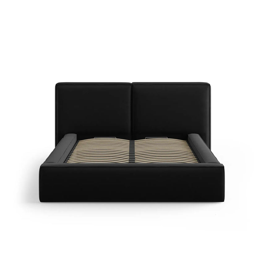 Jodie Bett mit Kopfteil und Stauraum Bezug aus Samt oder Strukturstoff, 180x200 cm - ZEN ZONE Furniture