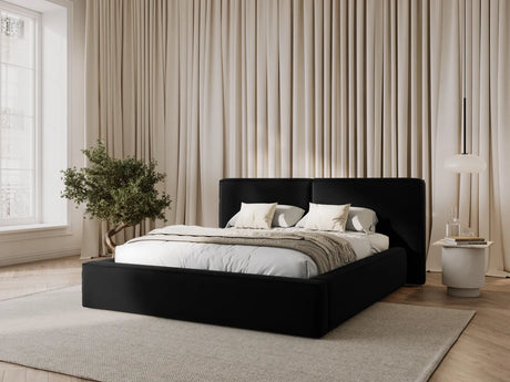 Jodie Bett mit Kopfteil und Stauraum Bezug aus Samt (Blu19) in Schwarz, 140x200 cm – Bild 6