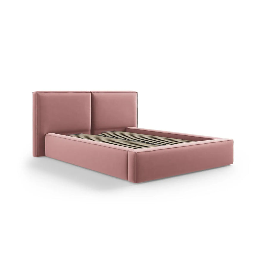 Jodie Bett mit Kopfteil und Stauraum Bezug aus Samt oder Strukturstoff, 180x200 cm - ZEN ZONE Furniture