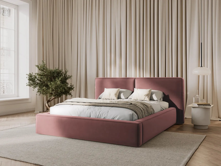 Jodie Bett mit Kopfteil und Stauraum Bezug aus Samt (Blu52) in Rosa, 180x200 cm – Bild 6