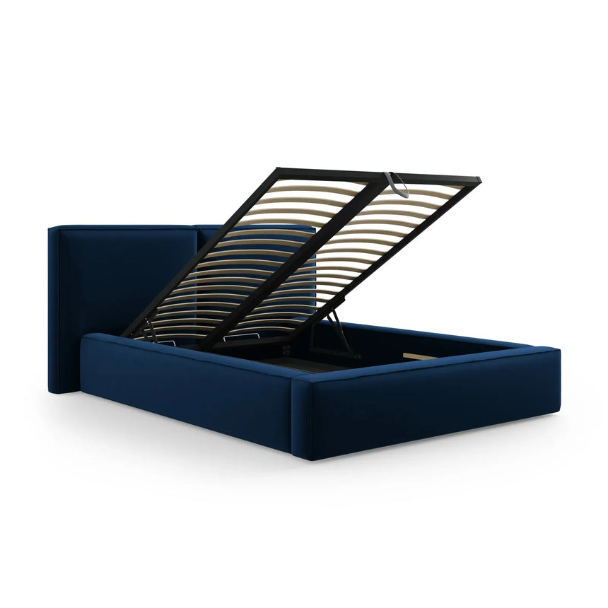 Jodie Bett mit Kopfteil und Stauraum Bezug aus Samt oder Strukturstoff, 180x200 cm - ZEN ZONE Furniture