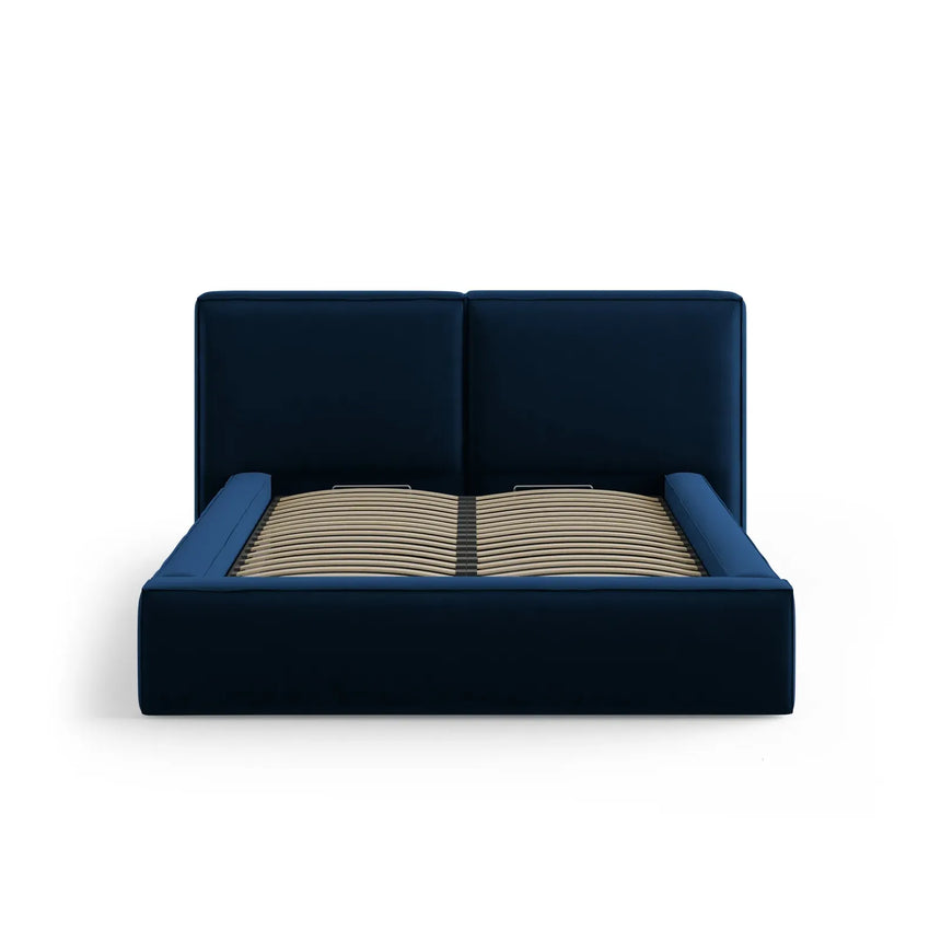 Jodie Bett mit Kopfteil und Stauraum Bezug aus Samt oder Strukturstoff, 180x200 cm - ZEN ZONE Furniture