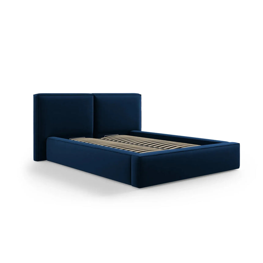 Jodie Bett mit Kopfteil und Stauraum Bezug aus Samt oder Strukturstoff, 160x200 cm - ZEN ZONE Furniture