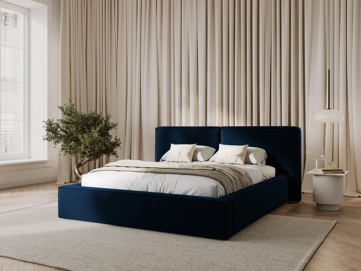 Jodie Bett mit Kopfteil und Stauraum Bezug aus Samt (Blu86) in Königsblau, 200x200 cm – Bild 6