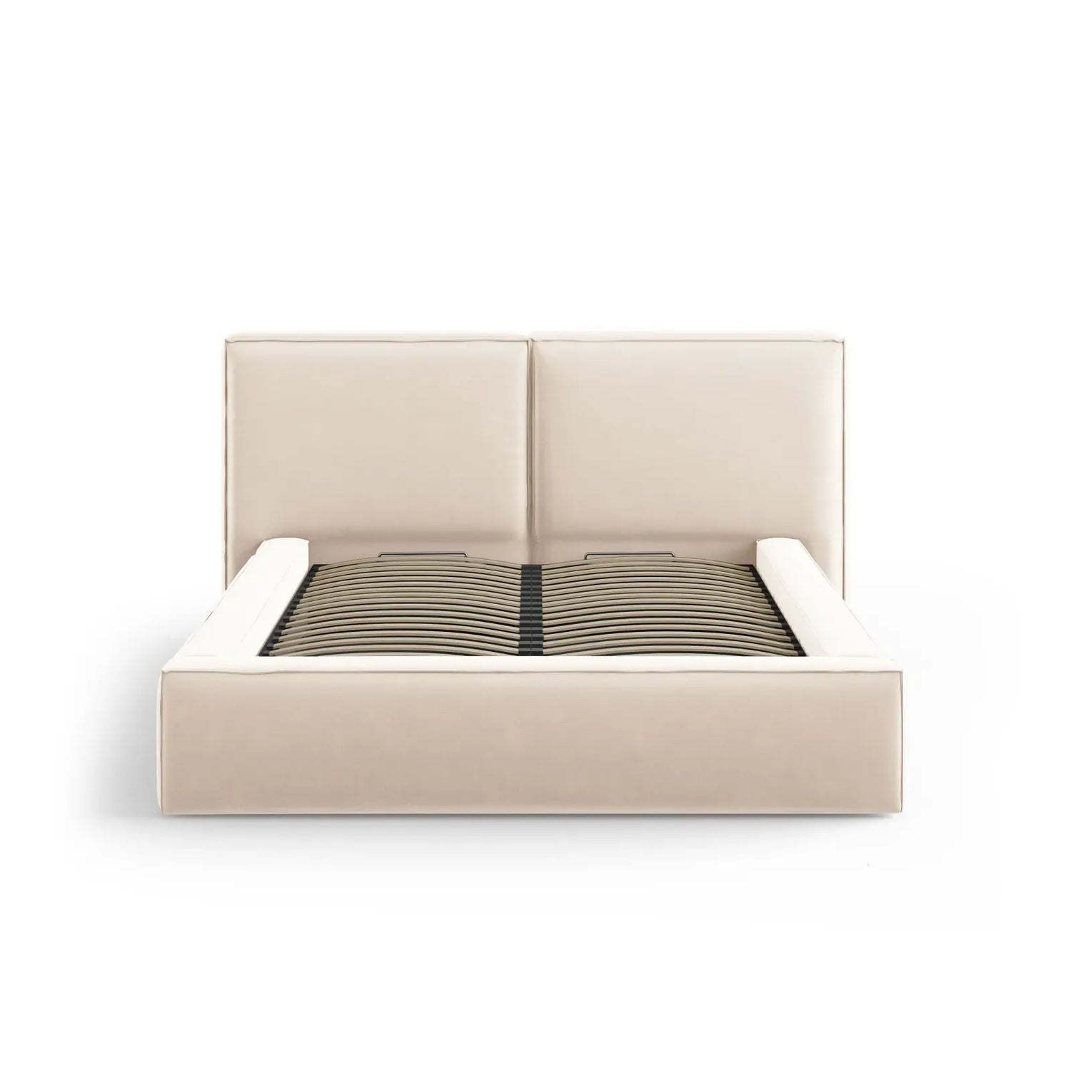 Jodie Bett mit Kopfteil und Stauraum Bezug aus Samt oder Strukturstoff, 180x200 cm - ZEN ZONE Furniture