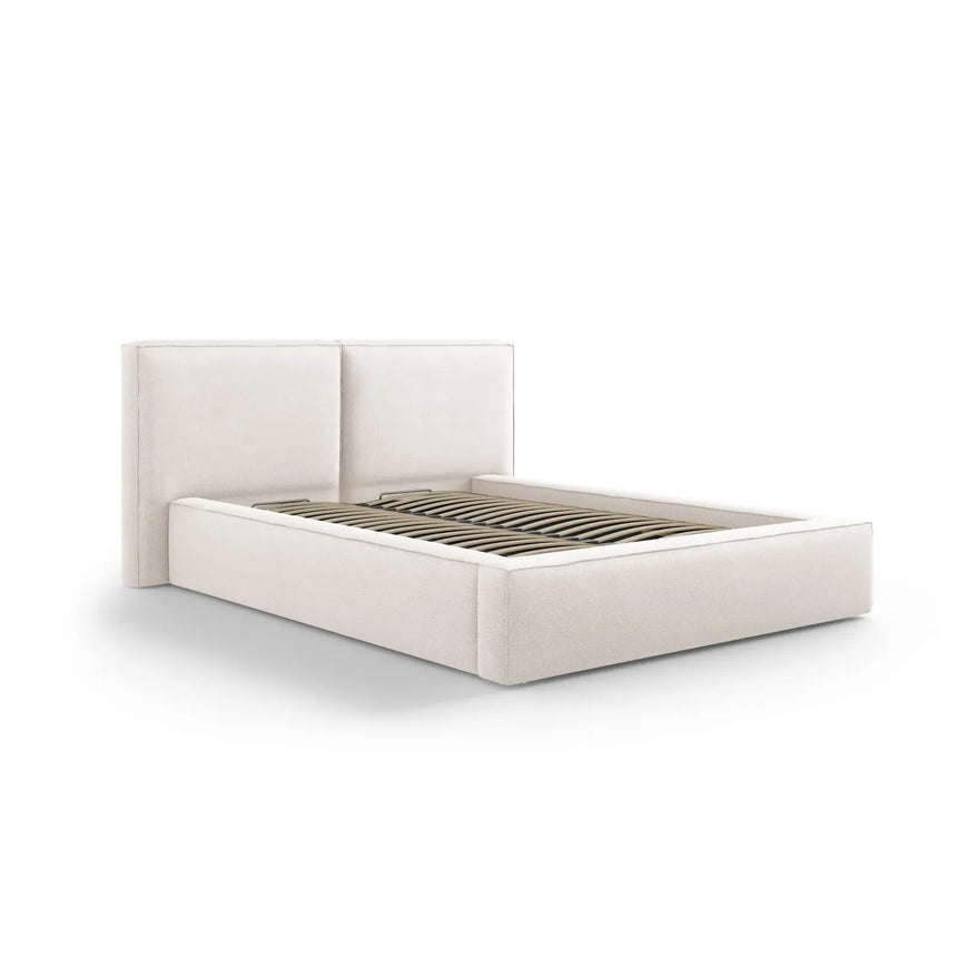 Jodie Bett mit Kopfteil und Stauraum Bezug aus Samt oder Strukturstoff, 180x200 cm - ZEN ZONE Furniture