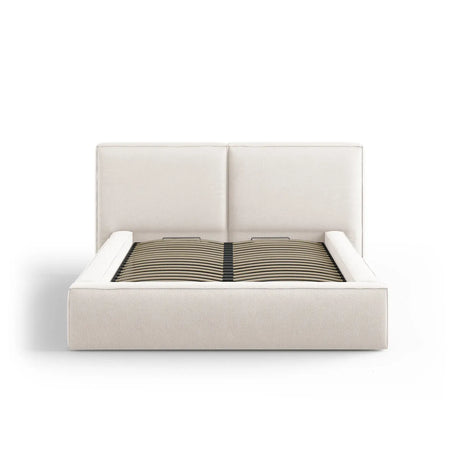 Jodie Bett mit Kopfteil und Stauraum Bezug aus Samt oder Strukturstoff, 140x200 cm - ZEN ZONE Furniture