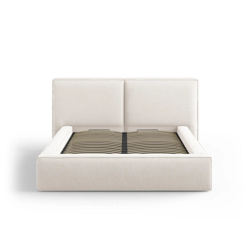Jodie Bett mit Kopfteil und Stauraum Bezug aus Samt oder Strukturstoff, 200x200 cm - ZEN ZONE Furniture
