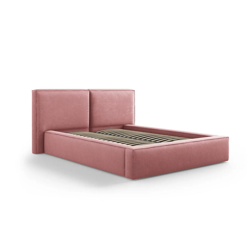 Jodie Bett mit Kopfteil und Stauraum Bezug aus Samt oder Strukturstoff, 180x200 cm - ZEN ZONE Furniture
