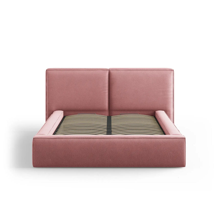 Jodie Bett mit Kopfteil und Stauraum Bezug aus Samt oder Strukturstoff, 180x200 cm - ZEN ZONE Furniture