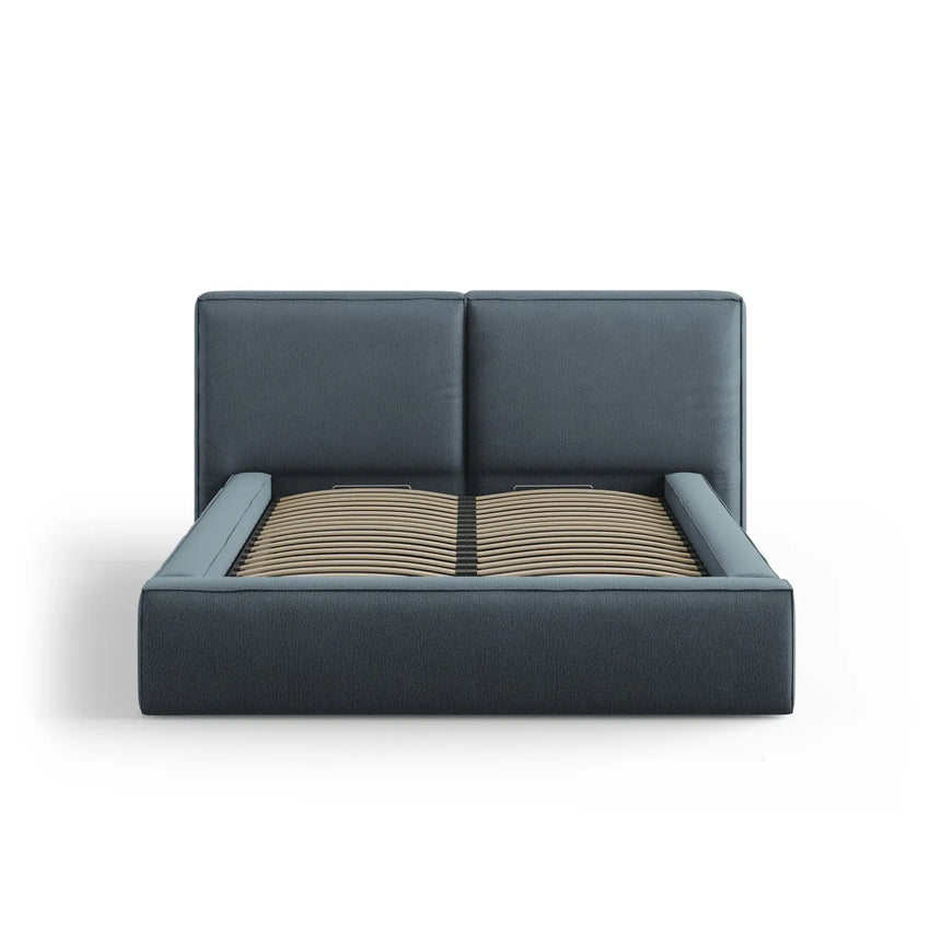 Jodie Bett mit Kopfteil und Stauraum Bezug aus Samt oder Strukturstoff, 180x200 cm - ZEN ZONE Furniture