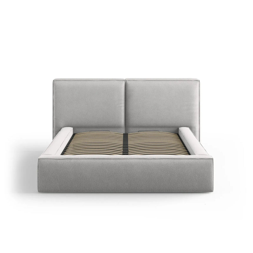 Jodie Bett mit Kopfteil und Stauraum Bezug aus Samt oder Strukturstoff, 180x200 cm - ZEN ZONE Furniture