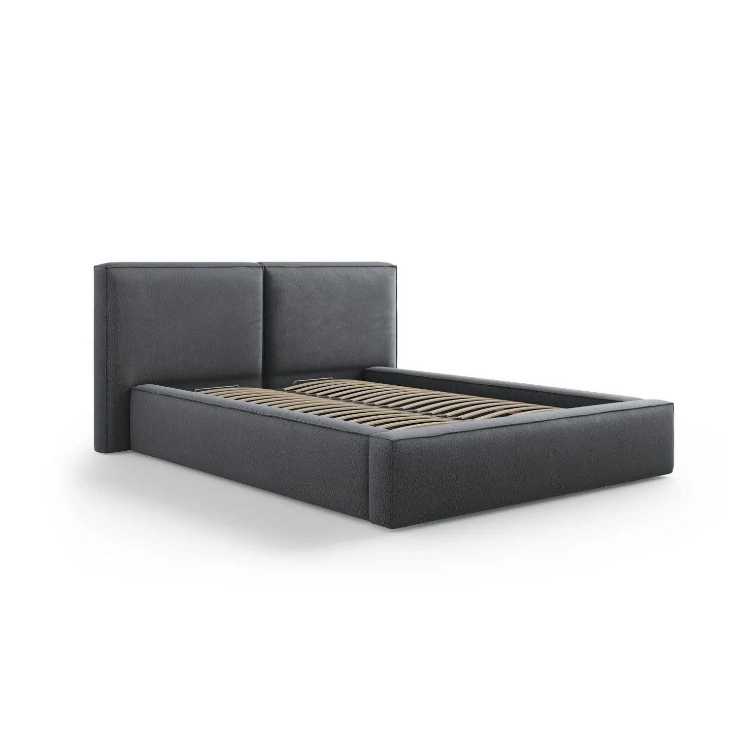 Jodie Bett mit Kopfteil und Stauraum Bezug aus Samt oder Strukturstoff, 200x200 cm - ZEN ZONE Furniture