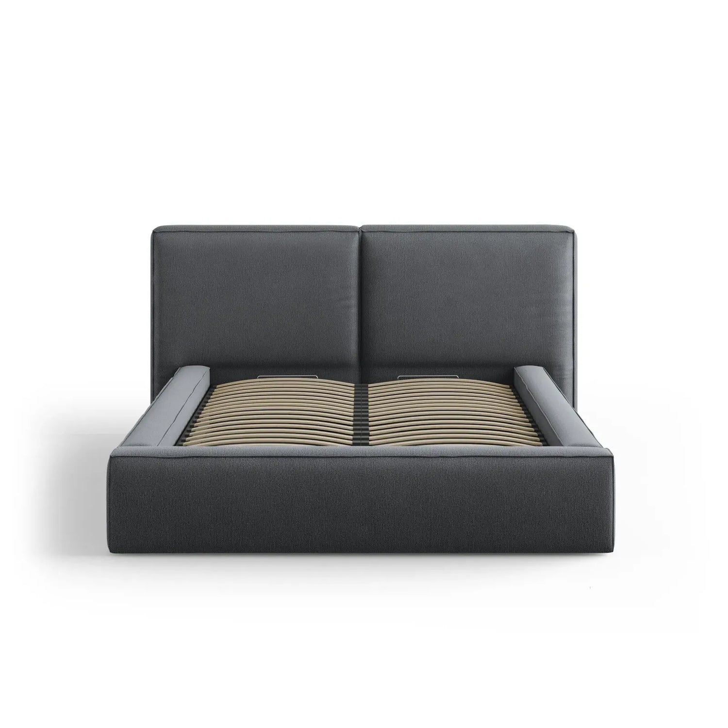 Jodie Bett mit Kopfteil und Stauraum Bezug aus Samt oder Strukturstoff, 180x200 cm - ZEN ZONE Furniture