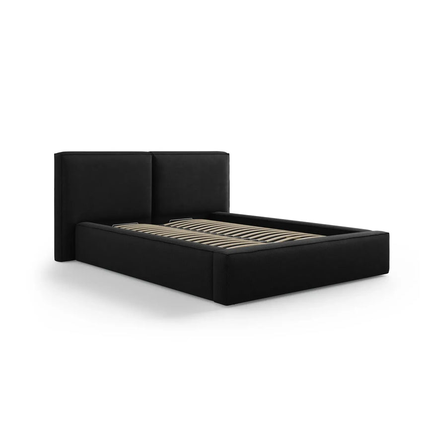 Jodie Bett mit Kopfteil und Stauraum Bezug aus Samt oder Strukturstoff, 180x200 cm - ZEN ZONE Furniture
