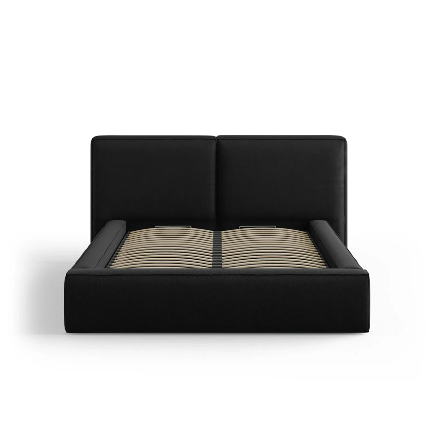 Jodie Bett mit Kopfteil und Stauraum Bezug aus Samt oder Strukturstoff, 180x200 cm - ZEN ZONE Furniture
