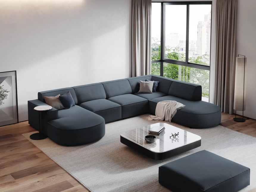 Jodie Pouf aus Strukturierter Stoff (Meg361) in Blau, 102x80 cm – Bild 2