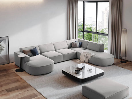 Jodie Pouf aus Strukturierter Stoff (Meg363) in Hellgrau, 102x80 cm – Bild 2