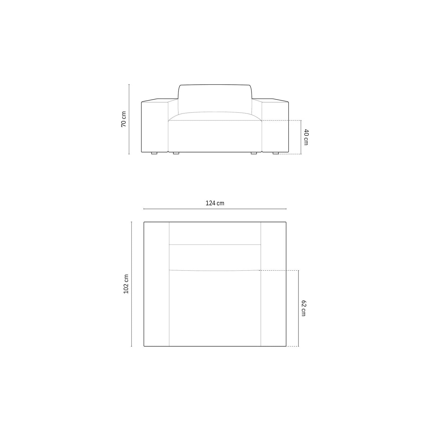 Jodie Sessel aus Strukturierter Stoff (Meg363) in Hellgrau, 124x102 cm – Bild 2