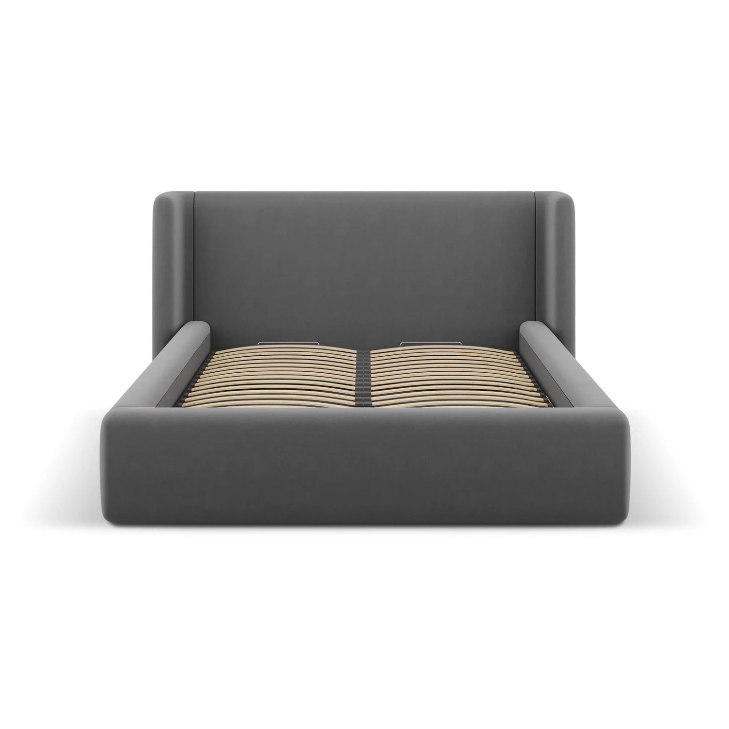 Jolene Bett mit Kopfteil und Stauraum, aus Samt (Bluvel 14) in Grau, 160x200 cm – Bild 4