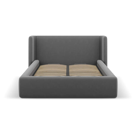 Jolene Bett mit Kopfteil und Stauraum, aus Samt (Bluvel 14) in Grau, 160x200 cm – Bild 4