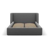 Jolene Bett mit Kopfteil und Stauraum, aus Samt (Bluvel 14) in Grau, 200x200 cm – Bild 4